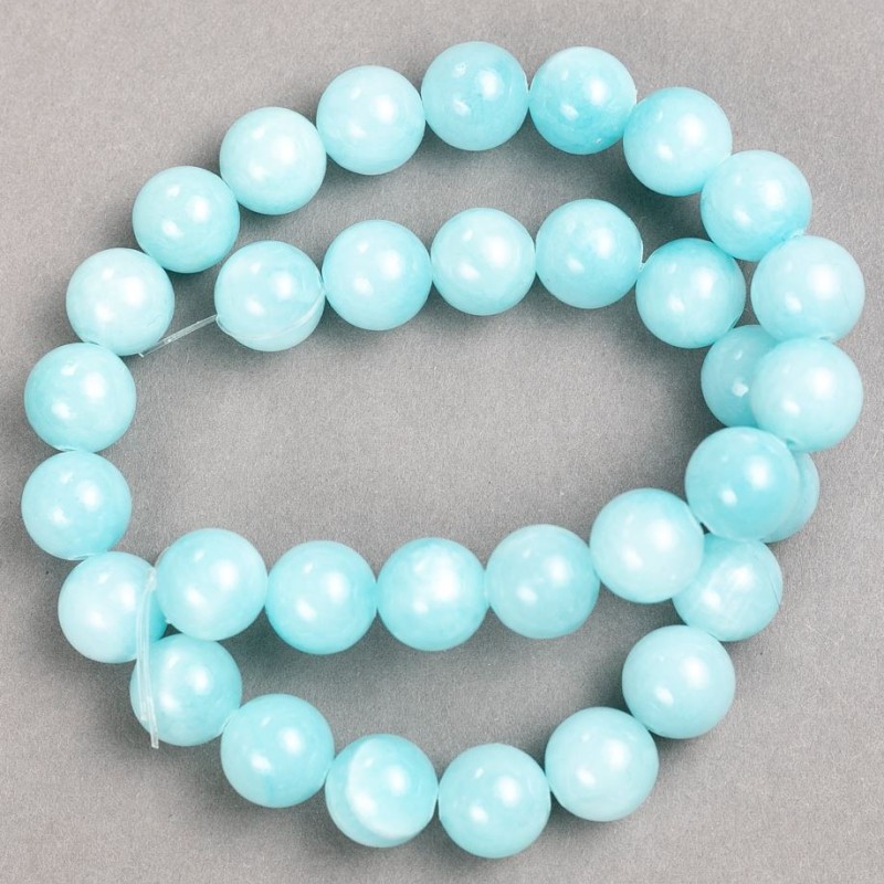 Aquamarine Beads on Thread (Artificial Acrylic) Smooth Round Beads, 12.5mm ±, Length 40cm ±