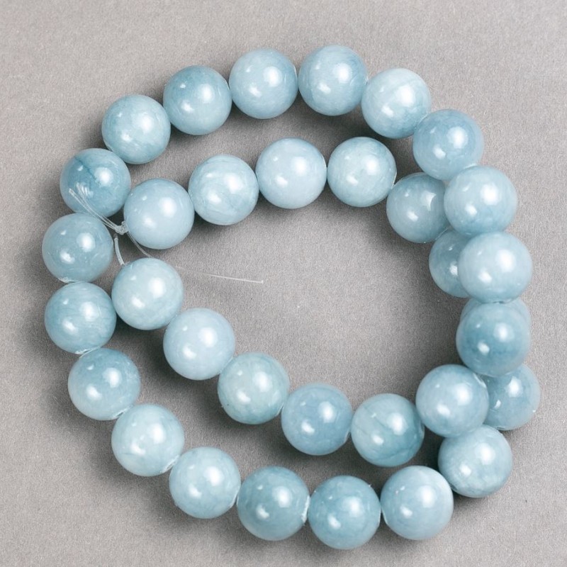 Beads on thread Aquamarine (synthetic acrylic) smooth ball, diameter 12.5mm±, length 40cm±