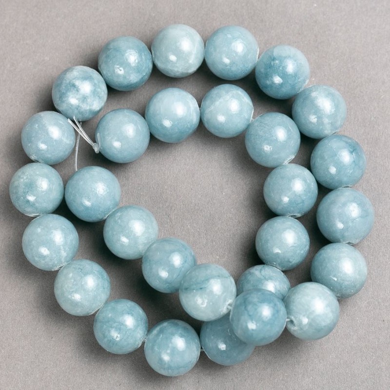 Aquamarine Beads on Thread (Plastic/Acrylic) Smooth Round Bead, diameter 14.5mm ±, length 40cm ±