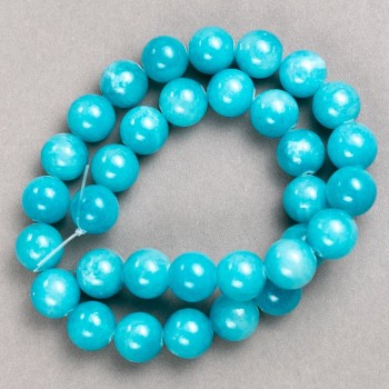 Acrylic Aquamarine Beads on Thread (Individual) Smooth Round Beads, diameter 12.5mm ±, length 40cm ±