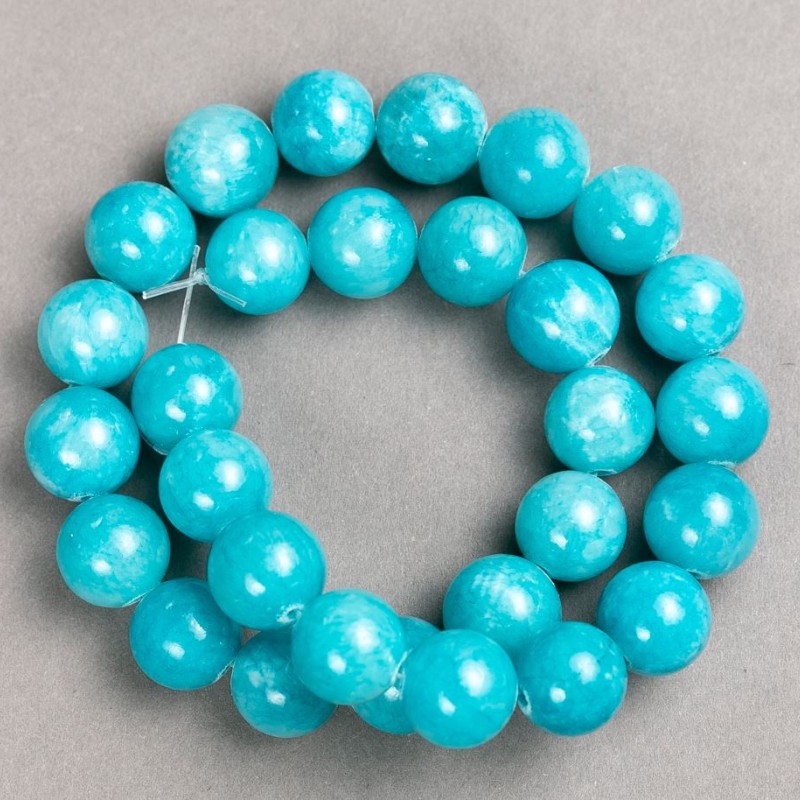 Beads on thread Aquamarine (plastic) smooth ball, diameter 14mm±, length 40cm±