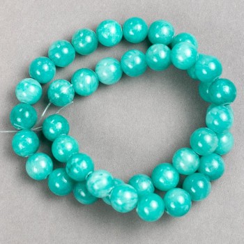 Amazonite Beads on Thread (Synthetic Acrylic) Smooth Round Beads, diameter 10.5mm±, length 40cm±