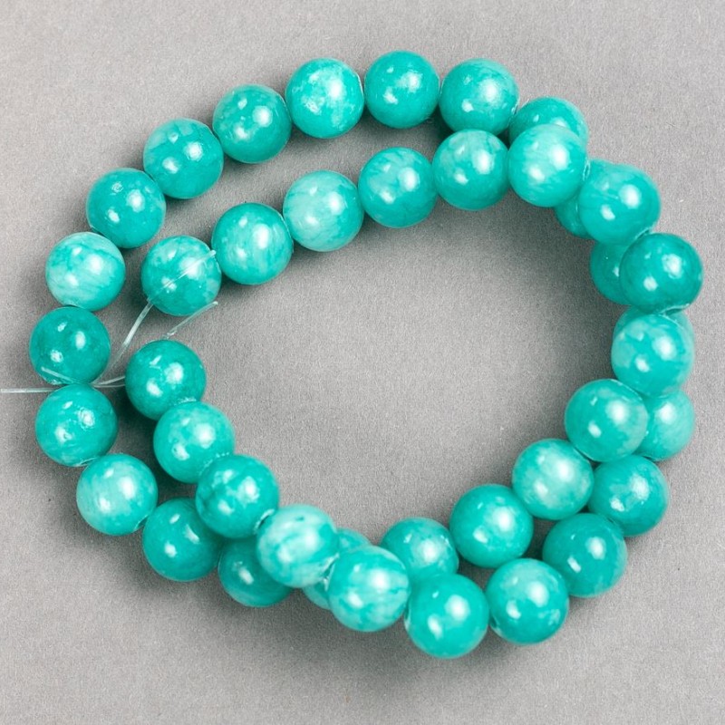 Amazonite Beads on Thread (Synthetic Acrylic) Smooth Round Beads, diameter 10.5mm±, length 40cm±
