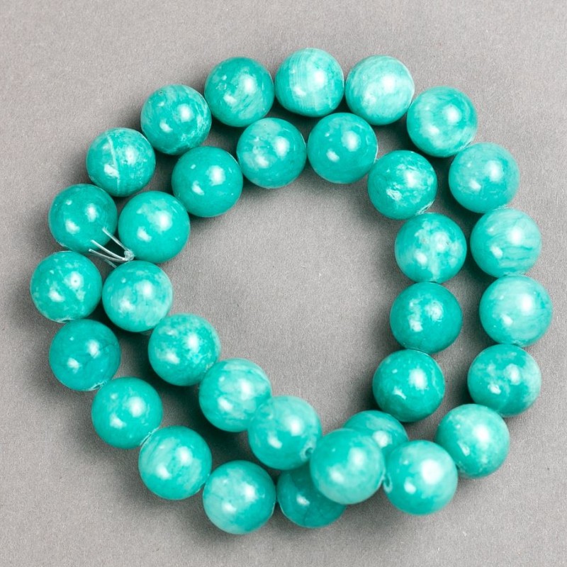 Amazonite Beads on Thread (acrylic) smooth ball, diameter 12.5mm ±, length 40cm ±