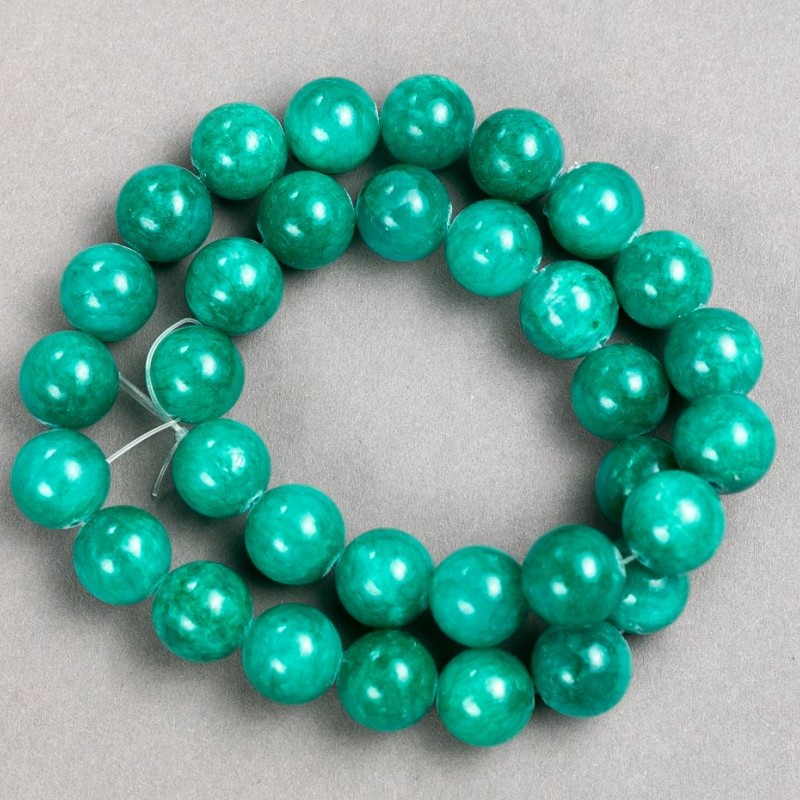 Amazonite Beads on Thread (Acrylic) Smooth Round Beads, 12.5mm diameter ±, Length 40cm ±
