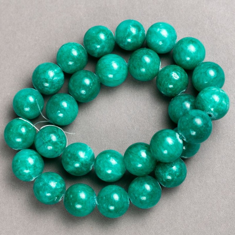 Beads on a thread Amazonite imitation (acrylic) smooth sphere, diameter 14.5mm±, length 40cm±