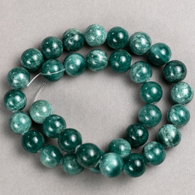 Beads on Thread Tuned Quartz (artificial acrylic) colour verdant smooth sphere, diameter 12.5mm±, length 40cm ±