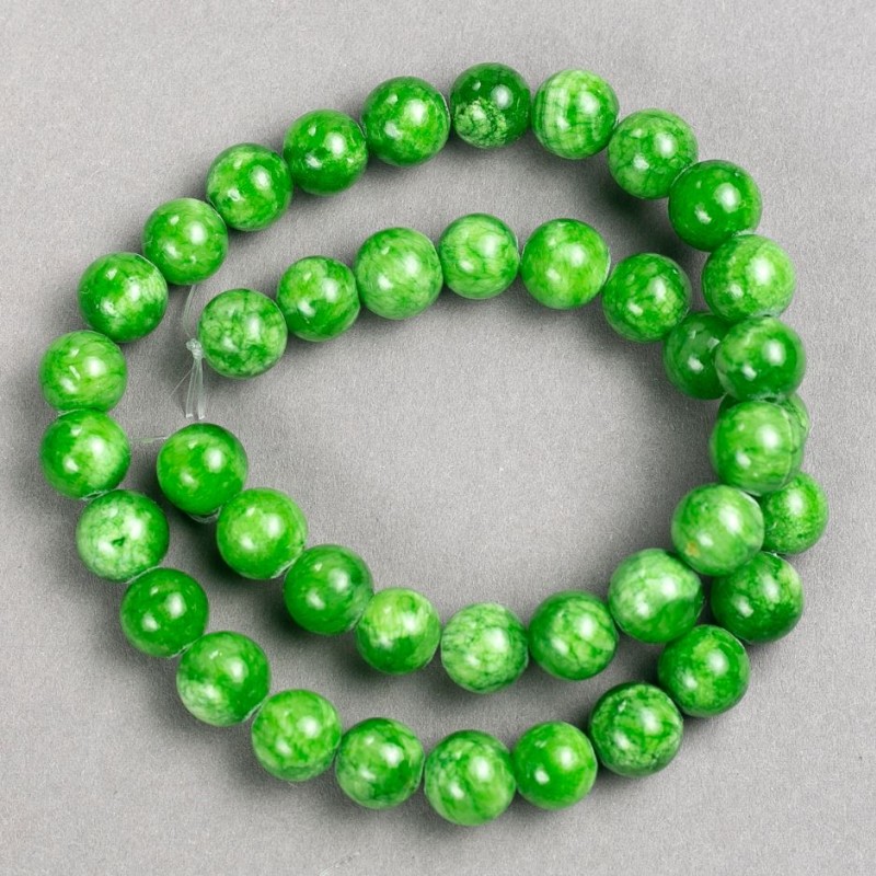 Beads Jade (artificial acrylic) on thread, smooth round bead, diameter 10.5mm±, length 40cm±