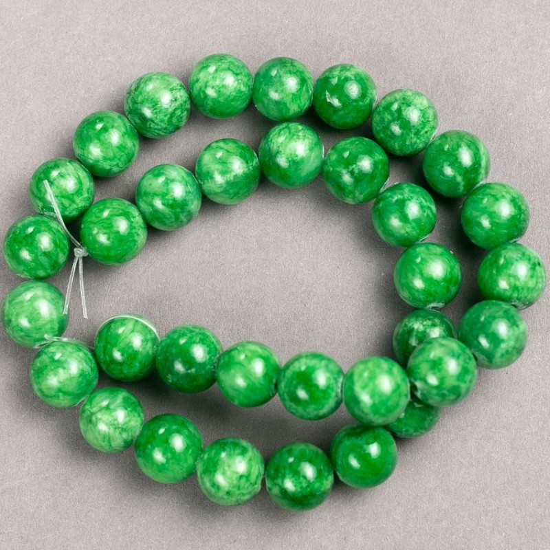 Beads Jade (artificial acrylic) on a thread smooth ball, diameter 12.5mm±, length 40cm ±