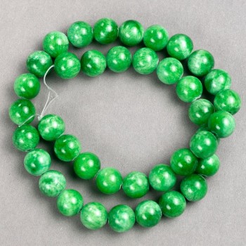 Acrylic imitation Chrysoprase Beads (synthetic) on a thread, smooth round beads, diameter 10.5 mm ±, length 40 cm ±