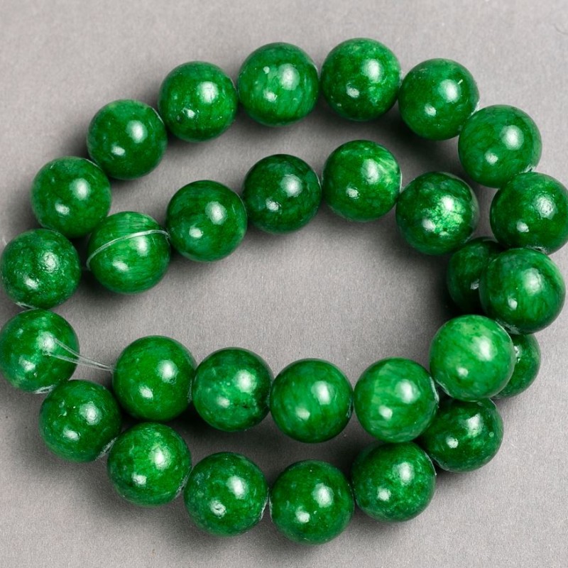 Chrysoprase Beads (plastic acrylic) on thread, smooth round bead, diameter 14 mm ±, length 40 cm ±