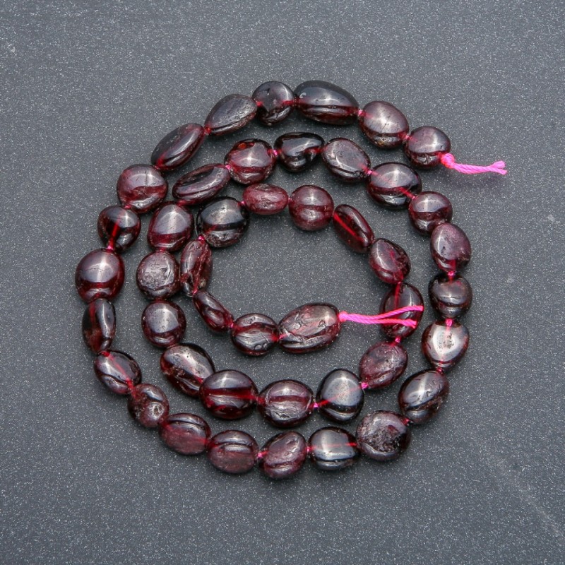 Natural Garnet Tumbled Beads on Strand, Diameter 9x8mm, Length 42cm +