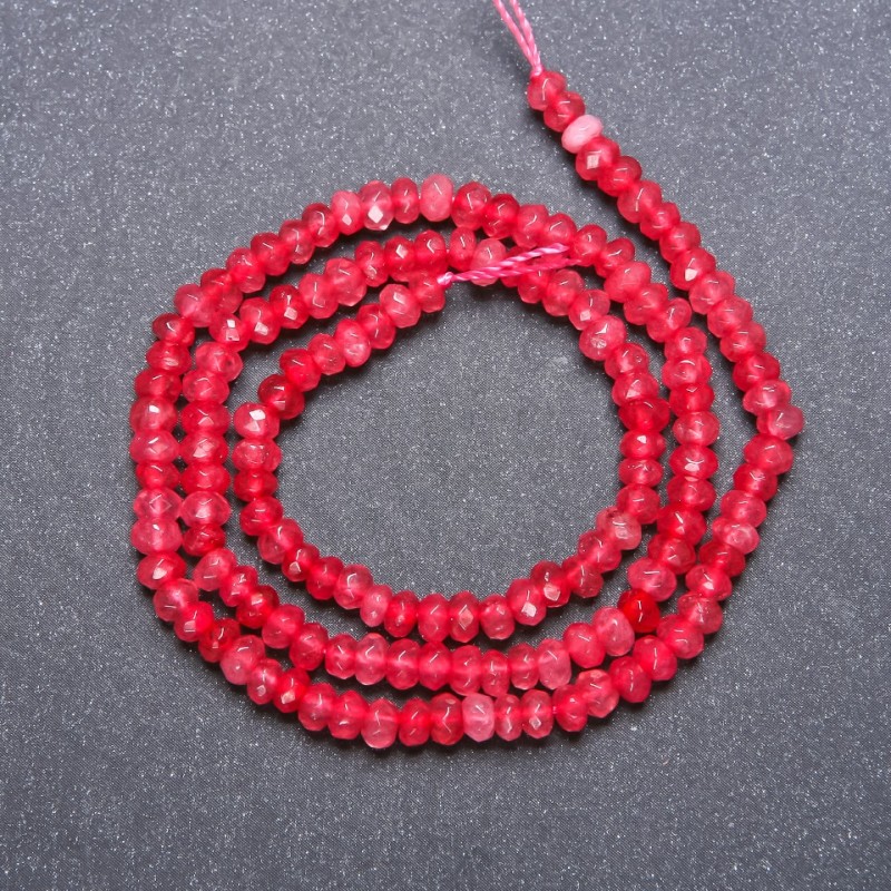 Tourmaline (Imitation) Faceted Rondelle Beads on Strand, Diameter 4x3mm, Length 38cm