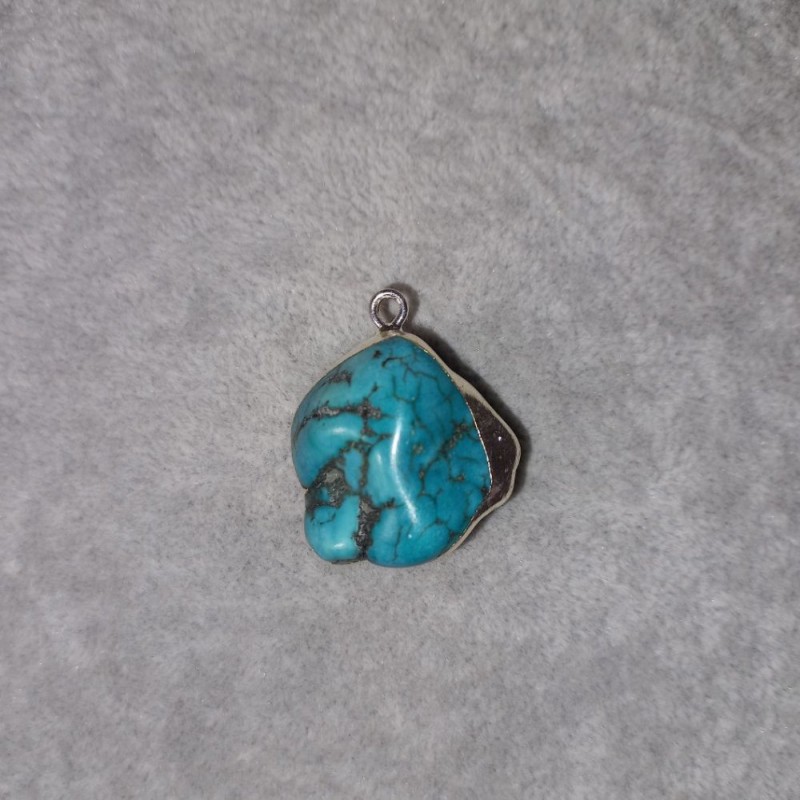 Turquoise (Imitation) Pendant in Silver Setting, 36x20mm +