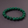 Natural Stone Malachite Bracelet on Elastic, Smooth Round Ball, Diameter 10mm, Length 18cm