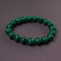 Natural Stone Malachite Bracelet on Elastic, Smooth Round Ball, Diameter 10mm, Length 18cm