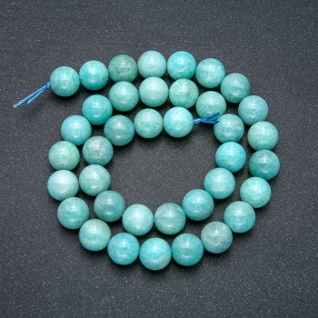 Beads on Thread Natural Amazonite Smooth Round, Diameter 10mm +/-, Length 39cm