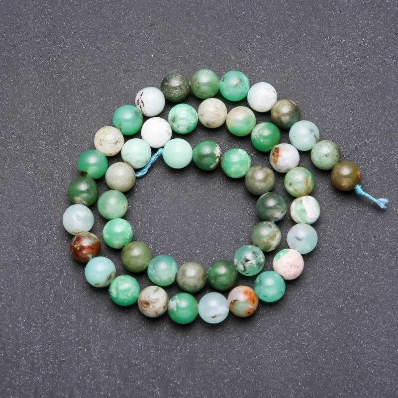 Natural Chrysoprase Stone Beads on String, Smooth Round, Diameter 8 (+/-) mm, Length 38cm