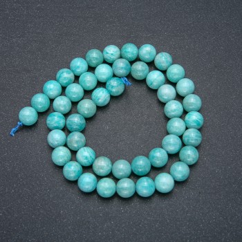Beads on Thread Natural Amazonite Smooth Round, Diameter 8mm +/-, Length 39cm