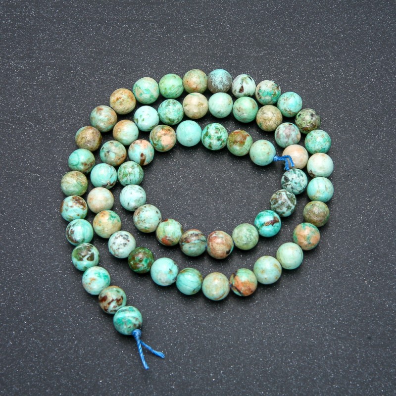 Natural Amazonite Stone Beads on String, Smooth Round, Diameter 6mm +/-, Length 39cm