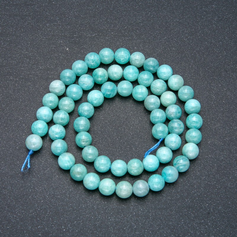 Natural Amazonite Stone Beads on String, Smooth Round, Diameter 6mm +/-, Length 39cm