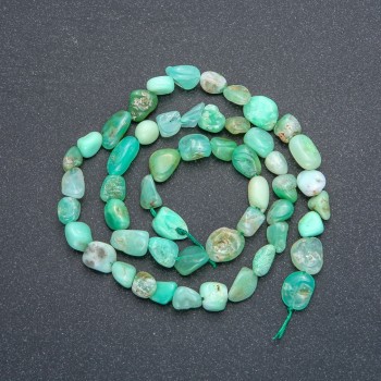 Beads on Thread Natural Chrysoprase Tumbled, Diameter 6x7mm, Length 41cm +