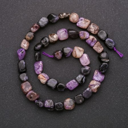 Charoite Beads, Tumbled, Diameter 8 +/- mm, on String, Length 40cm