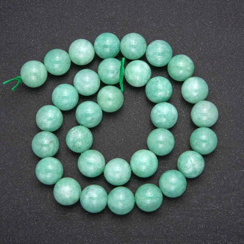 Beads Natural Stone Burmese Jadeite Smooth Round, Diameter 12 (+/-) mm, Length 38cm