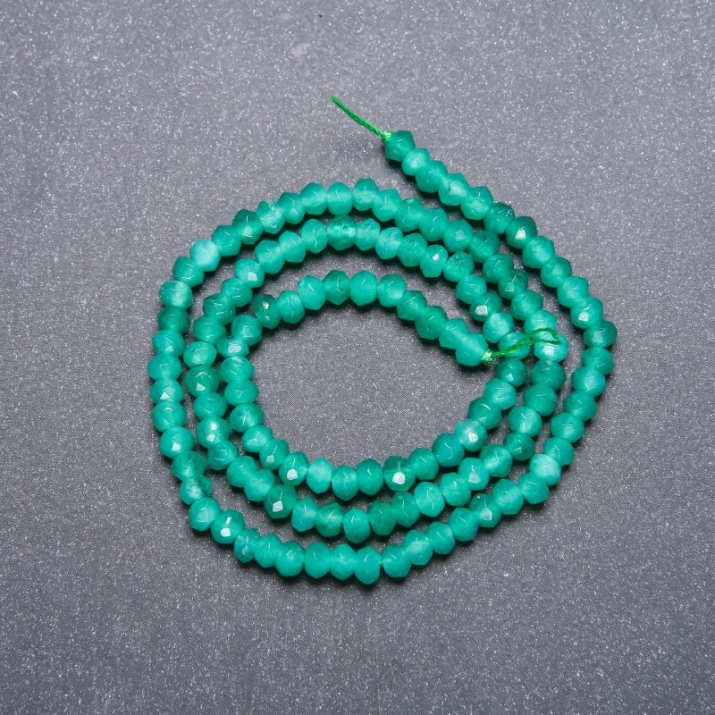 Amazonite (Synthetic) Beads, Faceted Rondelle, Diameter 4x3mm, on String, Length 38cm