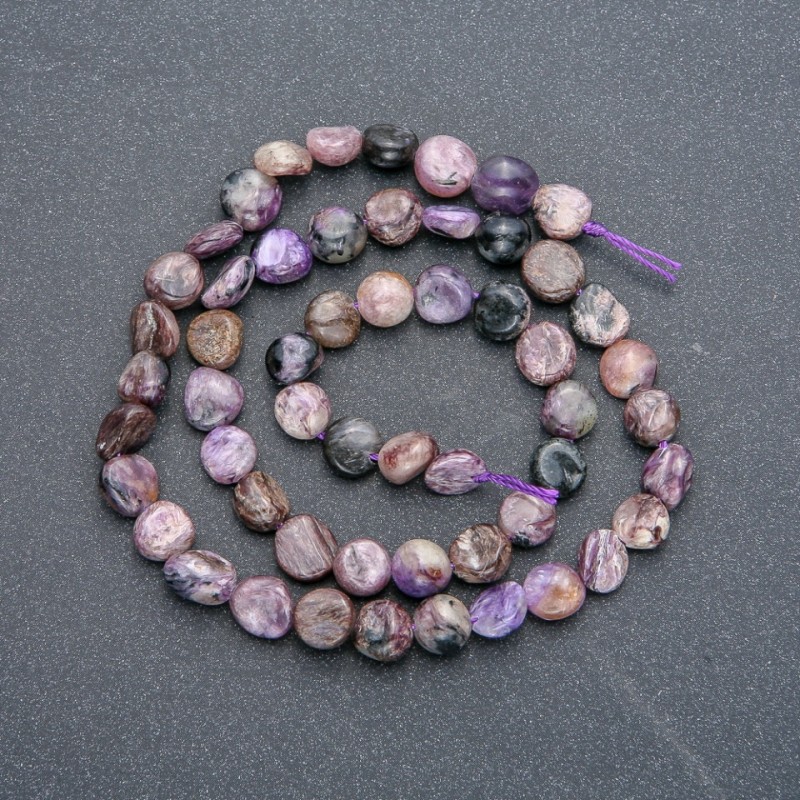 Natural Charoite Stone Beads on String, Tumbled, Diameter 7x8mm, Length 41cm+