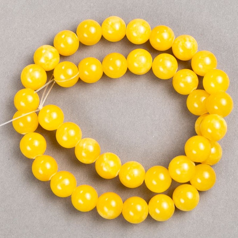 Beads on Cord Citrine (Imitation Acrylic) Smooth Round, Diameter 10.5mm+-, Length 40cm+