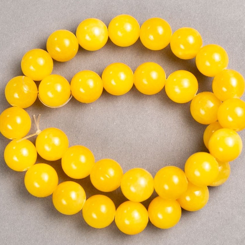 Beads on Cord Citrine (Imitation Acrylic) Smooth Round, Diameter 12.5mm+-, Length 40cm+