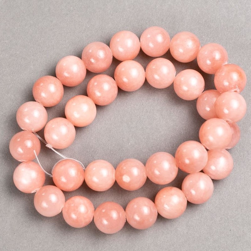 Beads on Fishing Line Rose Quartz (Imitation Acrylic) Smooth Ball, Diameter 12.5mm+/-, Length 40cm+
