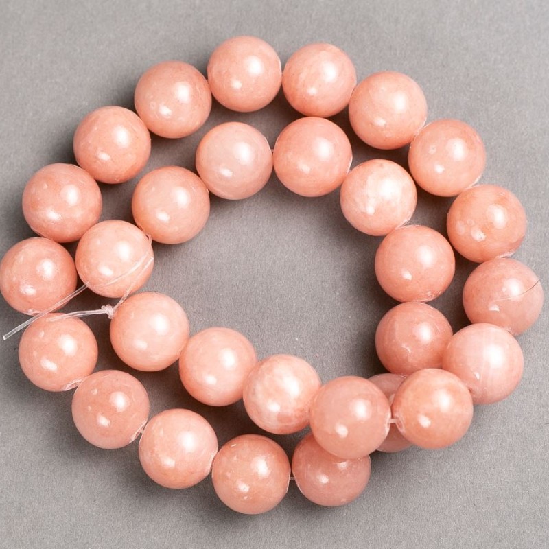 Beads on Cord Rose Quartz (Imitation Acrylic) Smooth Round, Diameter 14mm+-, Length 40cm+