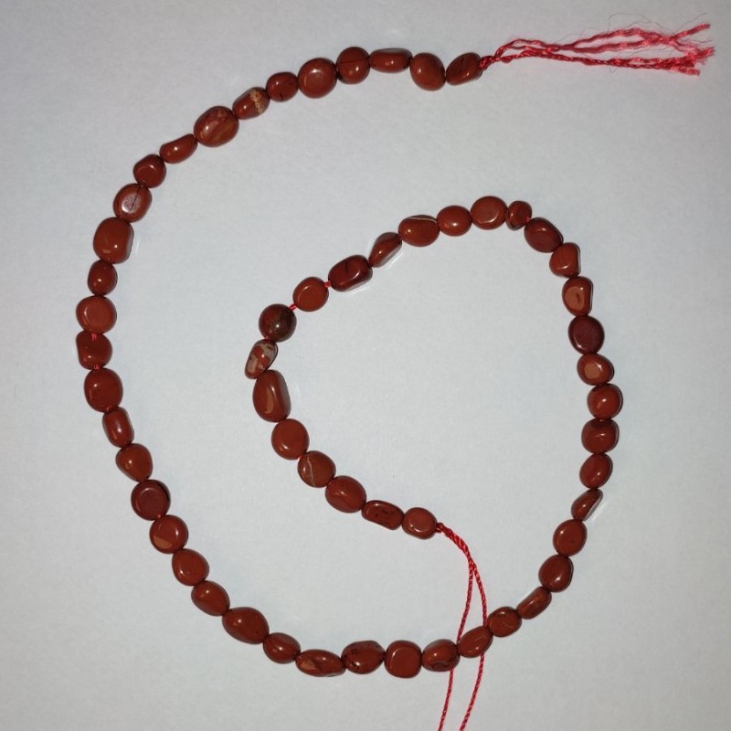 Natural Stone Red Jasper Tumbled Beads on Thread, diameter 5x6-9x7mm+/-, length 41cm+