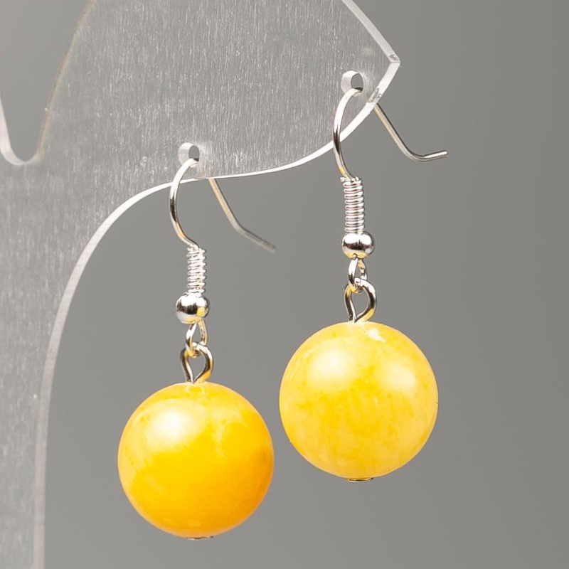 Citrine Earrings (Artificial Acrylic), diameter 14mm, length 35mm