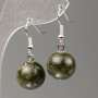 Tinted Quartz Earrings (Artificial Acrylic) Dark Green, diameter 14mm, length 35mm