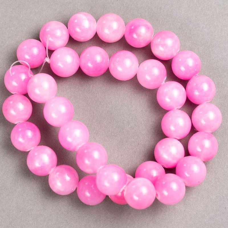 Strawberry Quartz Beads (Artificial Acrylic) Smooth Round on Fishing Line, diameter 12.5mm+/-, length 39cm+
