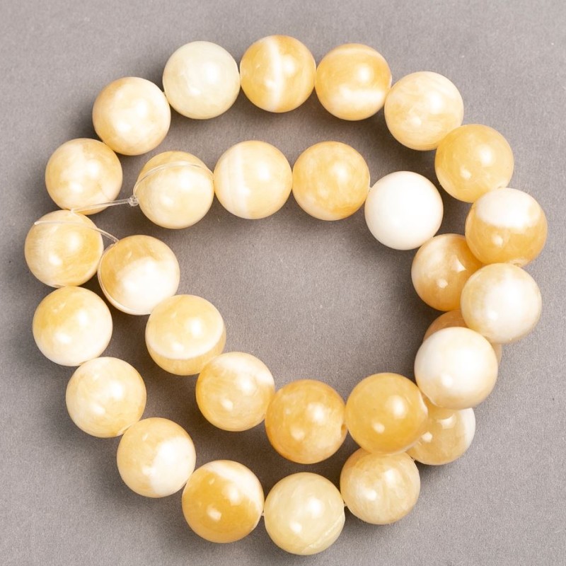 Beads on Fishing Line Mother-of-Pearl (imitation acrylic), smooth ball d 14mm+/-, length 39cm+