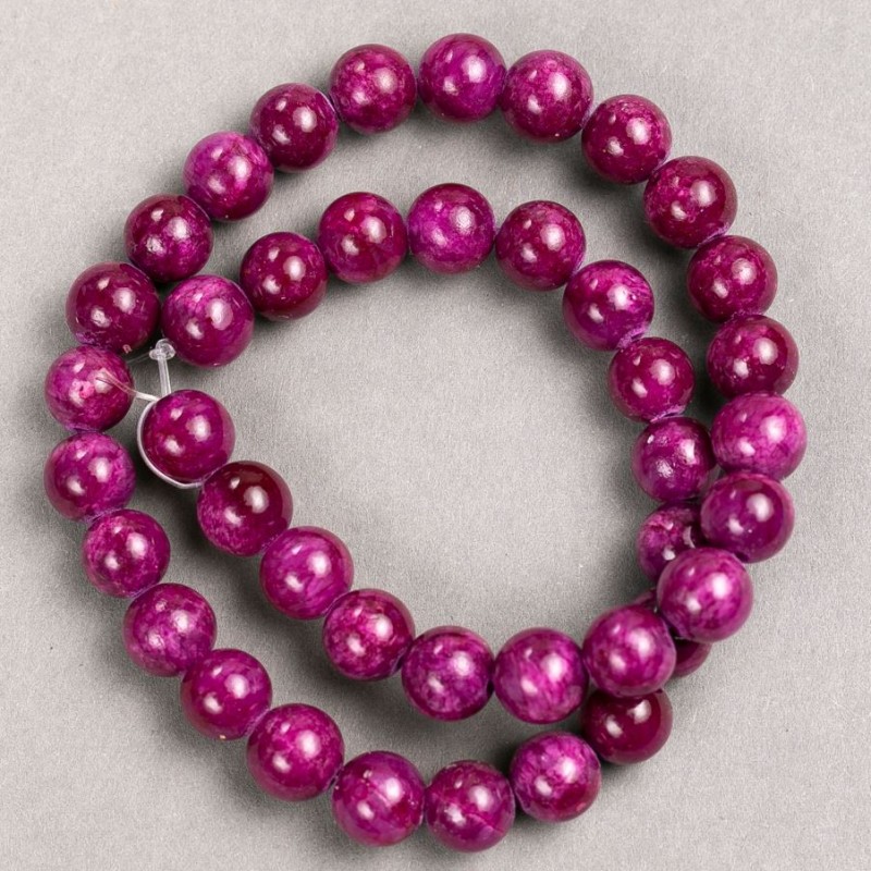 Tinted Quartz Beads (Artificial Acrylic) Raspberry Smooth Round on Fishing Line, diameter 10.5mm+/-, length 40cm+