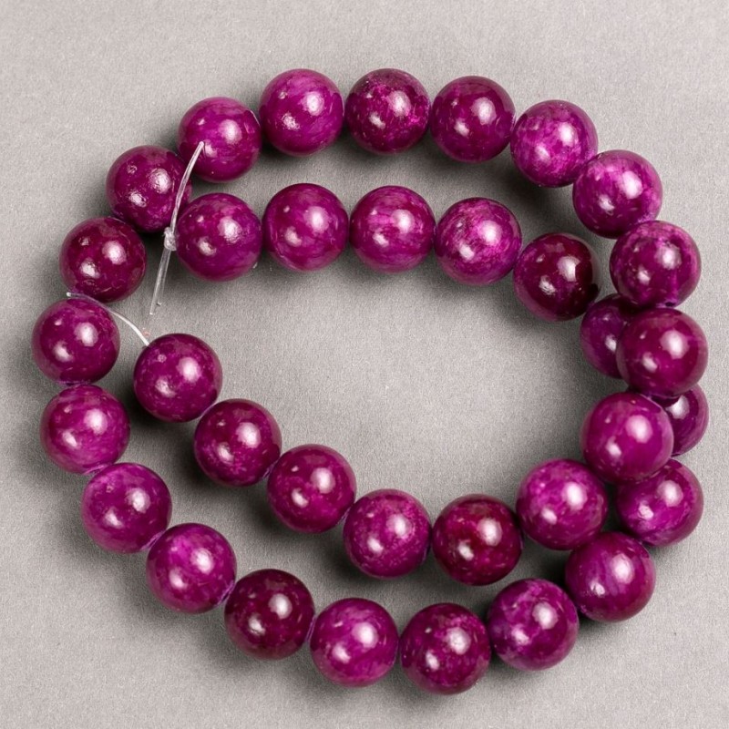 Tinted Quartz Beads (Artificial Acrylic) Raspberry Smooth Round on Fishing Line, diameter 12.5mm+/-, length 40cm+