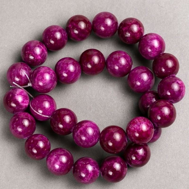 Tinted Quartz Beads (Artificial Acrylic) Raspberry Smooth Round on Fishing Line, diameter 14.5mm+/-, length 40cm+