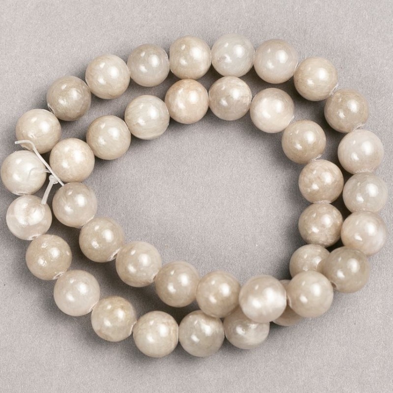 Tinted Quartz Beads on Thread (Acrylic Imitation) Grey, Smooth Ball, Diameter 10.5mm+/-, Length 39cm+