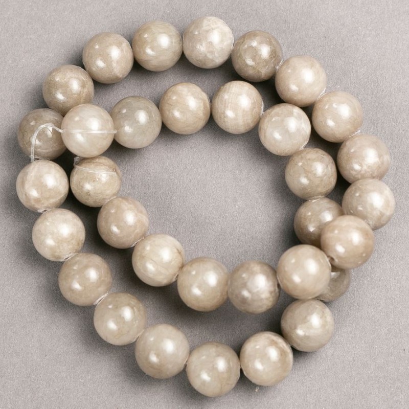 Tinted Quartz Beads on Thread (Acrylic Imitation) Grey, Smooth Ball, Diameter 12.5mm+/-, Length 40cm+