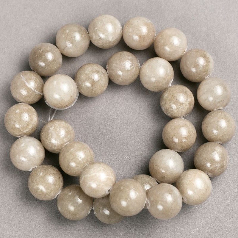 Tinted Quartz Beads on Thread (Acrylic Imitation) Grey, Smooth Ball, Diameter 14mm+/-, Length 40cm+