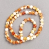 White-Rust Beads "Carnelian" (imitation acrylic) on fishing line, smooth round bead, diameter 6mm +/-, length 40cm +