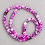 Raspberry-Grey-White "Agate" Beads (imitation acrylic) on a strand, smooth round bead, diameter 6mm+/-, length 40cm+