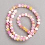 Pink-Yellow-White Beads "Rhodochrosite" (imitation acrylic) on fishing line, smooth round bead, diameter 6mm +/-, length 40cm +