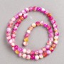 Raspberry-Yellow-White Beads "Agate" (imitation acrylic) on fishing line, smooth round bead, diameter 6mm +/-, length 40cm +