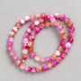 Raspberry-White-Rust Beads "Agate" (imitation acrylic) on fishing line, smooth round bead, diameter 6mm +/-, length 40cm +